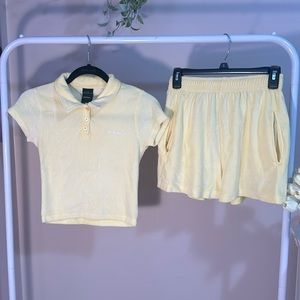 iet frans pale yellow velour/ terry cloth set